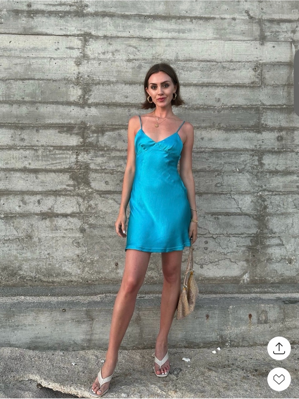 Meshki Turquoise Satin Slip Mini Dress